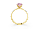 Yellow gold Fancy Pink Cushion  Solitaire Pavé Diamond Engagement Ring with Four-Prong Setting_48
