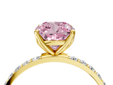 Yellow gold Fancy Pink Cushion  Solitaire Pavé Diamond Engagement Ring with Four-Prong Setting_49
