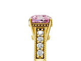 Yellow gold Fancy Pink Cushion  Solitaire Pavé Diamond Milgrain Engagement Ring with Four-Prong Setting_8