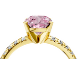 Yellow gold Fancy Pink Cushion  Solitaire Pave Diamond Engagement Ring with Four-Prong Setting_350