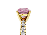 Yellow gold Fancy Pink Cushion  Solitaire Pave Diamond Engagement Ring with Four-Prong Setting_351