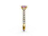 Yellow gold Fancy Pink Cushion  Solitaire Pave Diamond Engagement Ring with Prong Setting_22