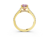 Yellow gold Fancy Pink Cushion  Solitaire Pave Diamond Engagement Ring with Prong Setting_23