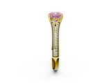 Yellow gold Fancy Pink Cushion  Solitaire Pave Split Shank Engagement Ring with Six-Prong Setting_39