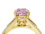 Yellow gold Fancy Pink Cushion  Solitaire Pave Split Shank Engagement Ring with Six-Prong Setting_41