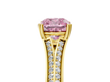 Yellow gold Fancy Pink Cushion  Solitaire Pave Split Shank Engagement Ring with Six-Prong Setting_42