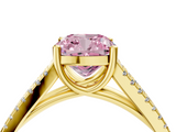Yellow gold Fancy Pink Cushion  Solitaire Split Shank Pavé Diamond Engagement Ring_406
