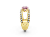 Yellow gold Fancy Pink Cushion  Solitaire Split Shank Pave Diamond Ring_51