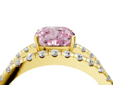 Yellow gold Fancy Pink Cushion  Solitaire Split Shank Pave Diamond Ring_53