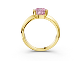 Yellow gold Fancy Pink Cushion  Solitaire Tension Set Diamond Ring with Wide Band_22