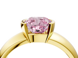 Yellow gold Fancy Pink Cushion  Solitaire Tension Set Diamond Ring with Wide Band_23
