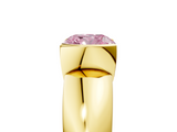 Yellow gold Fancy Pink Cushion  Solitaire Tension Set Diamond Ring with Wide Band_24
