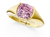 Yellow gold Fancy Pink Cushion  Solitaire Tension Set Diamond Ring_21