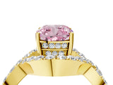 Yellow gold Fancy Pink Cushion  Solitaire Twist Band Pavé Diamond Engagement Ring_36