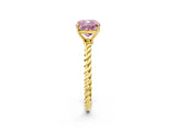 Yellow gold Fancy Pink Cushion  Solitaire Twist Band Ring with Four-Prong Setting_70