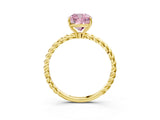 Yellow gold Fancy Pink Cushion  Solitaire Twist Band Ring with Four-Prong Setting_71