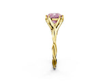Yellow gold Fancy Pink Cushion  Solitaire Twist Band Six-Prong Setting 2