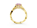 Yellow gold Fancy Pink Cushion  Solitaire Twist Band Six-Prong Setting 3