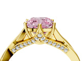 Yellow gold Fancy Pink Cushion  Solitaire Twist Band Six-Prong Setting 4