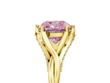 Yellow gold Fancy Pink Cushion  Solitaire Twist Band Six-Prong Setting 5