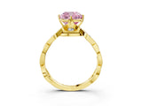 Yellow gold Fancy Pink Cushion  Solitaire Twist Band with Leaf Prong Setting 3