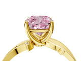 Yellow gold Fancy Pink Cushion  Solitaire Twist Band with Pavé Accents and Four-Prong Setting_24