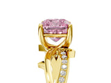 Yellow gold Fancy Pink Cushion  Solitaire Twist Band with Pavé Accents and Four-Prong Setting_25