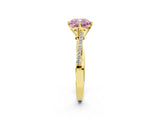 Yellow gold Fancy Pink Cushion  Solitaire Twist Band with Pavé Diamonds and Four-Prong Setting_86