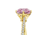 Yellow gold Fancy Pink Cushion  Solitaire Twist Band with Pavé Diamonds and Four-Prong Setting_89