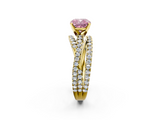 Yellow gold Fancy Pink Cushion  Solitaire Twist Band with Pavé Setting and Four-Prong Setting_96