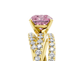 Yellow gold Fancy Pink Cushion  Solitaire Twist Band with Pavé Setting and Four-Prong Setting_99