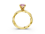 Yellow gold Fancy Pink Cushion  Solitaire Twist Band with Pave Prong Setting_45