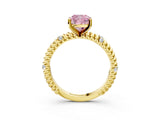 Yellow gold Fancy Pink Cushion  Solitaire Twisted Band Prong Set Engagement Ring_65