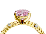 Yellow gold Fancy Pink Cushion  Solitaire Twisted Band Prong Set Engagement Ring_66