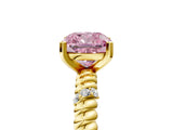 Yellow gold Fancy Pink Cushion  Solitaire Twisted Band Prong Set Engagement Ring_67