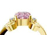Yellow gold Fancy Pink Cushion  Solitaire Twisted Band Scroll Prong Ring_7