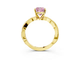 Yellow gold Fancy Pink Cushion  Solitaire Twisted Band with Bead Prong Setting_310