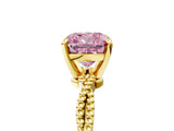Yellow gold Fancy Pink Cushion  Solitaire Twisted Band with Bead Prong Setting_312