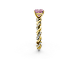 Yellow gold Fancy Pink Cushion  Solitaire Twisted Band with Pavé Accents and Four-Prong Setting_5