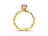 Yellow gold Fancy Pink Cushion  Solitaire Twisted Band with Pavé Accents and Four-Prong Setting_6