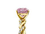 Yellow gold Fancy Pink Cushion  Solitaire Twisted Band with Pavé Accents and Four-Prong Setting_8