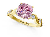 Yellow gold Fancy Pink Cushion  Solitaire Twisted Band with Prong Setting 1