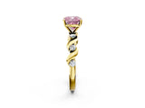 Yellow gold Fancy Pink Cushion  Solitaire Twisted Band with Prong Setting 2