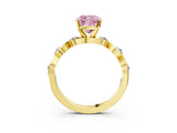 Yellow gold Fancy Pink Cushion  Solitaire Twisted Band with Prong Setting 3