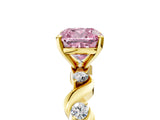 Yellow gold Fancy Pink Cushion  Solitaire Twisted Band with Prong Setting 5