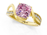 Yellow gold Fancy Pink Cushion  Solitaire Twisted Band with Prong Setting_4