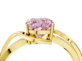 Yellow gold Fancy Pink Cushion  Solitaire Twisted Band with Prong Setting_7