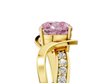 Yellow gold Fancy Pink Cushion  Solitaire Twisted Band with Prong Setting_8
