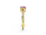 Yellow gold Fancy Pink Cushion  Solitaire Twisted Pave Diamond Ring with Four-Prong Setting_106