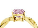 Yellow gold Fancy Pink Cushion  Solitaire Twisted Pave Diamond Ring with Four-Prong Setting_108